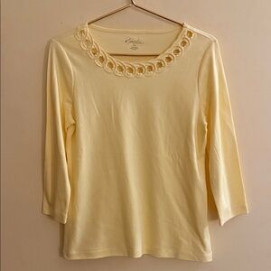 Kim Rogers Petite 100% Cotton Women’s Yellow Top